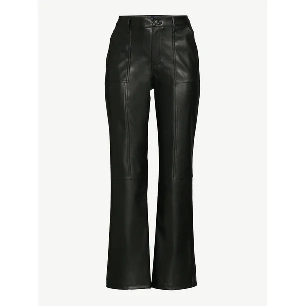 Scoop Women's Faux Leather Straight Pants - Walmart.com | Walmart (US)