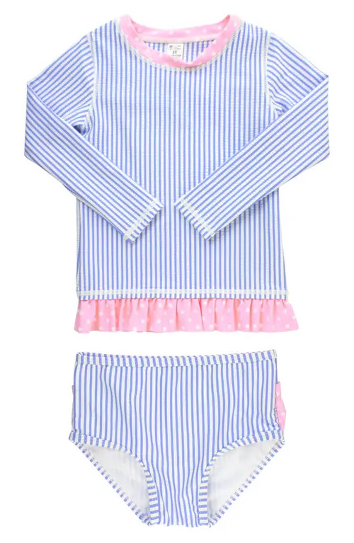 RuffleButts Kids' Two-Piece Seersucker Swimsuit in Blue at Nordstrom, Size 2T Us | Nordstrom