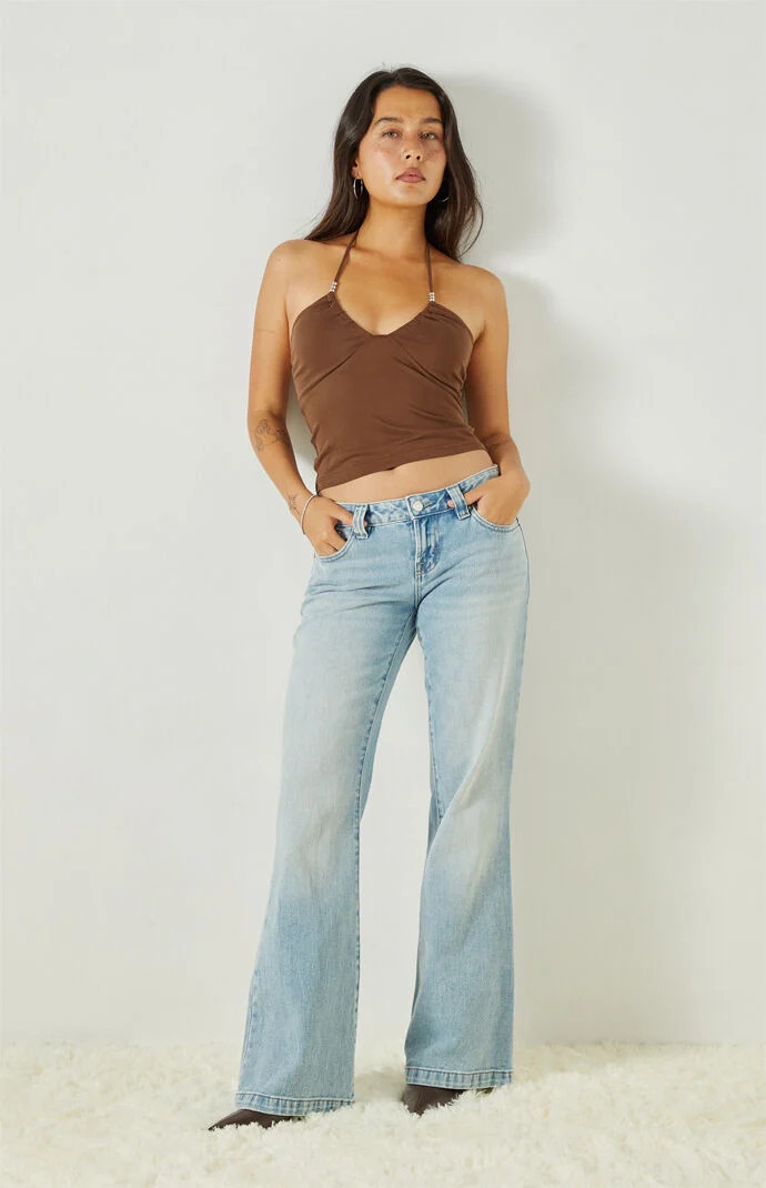 Beverly and Beck Women's Gia Beaded Halter Top in Brown - Size XXS | PacSun