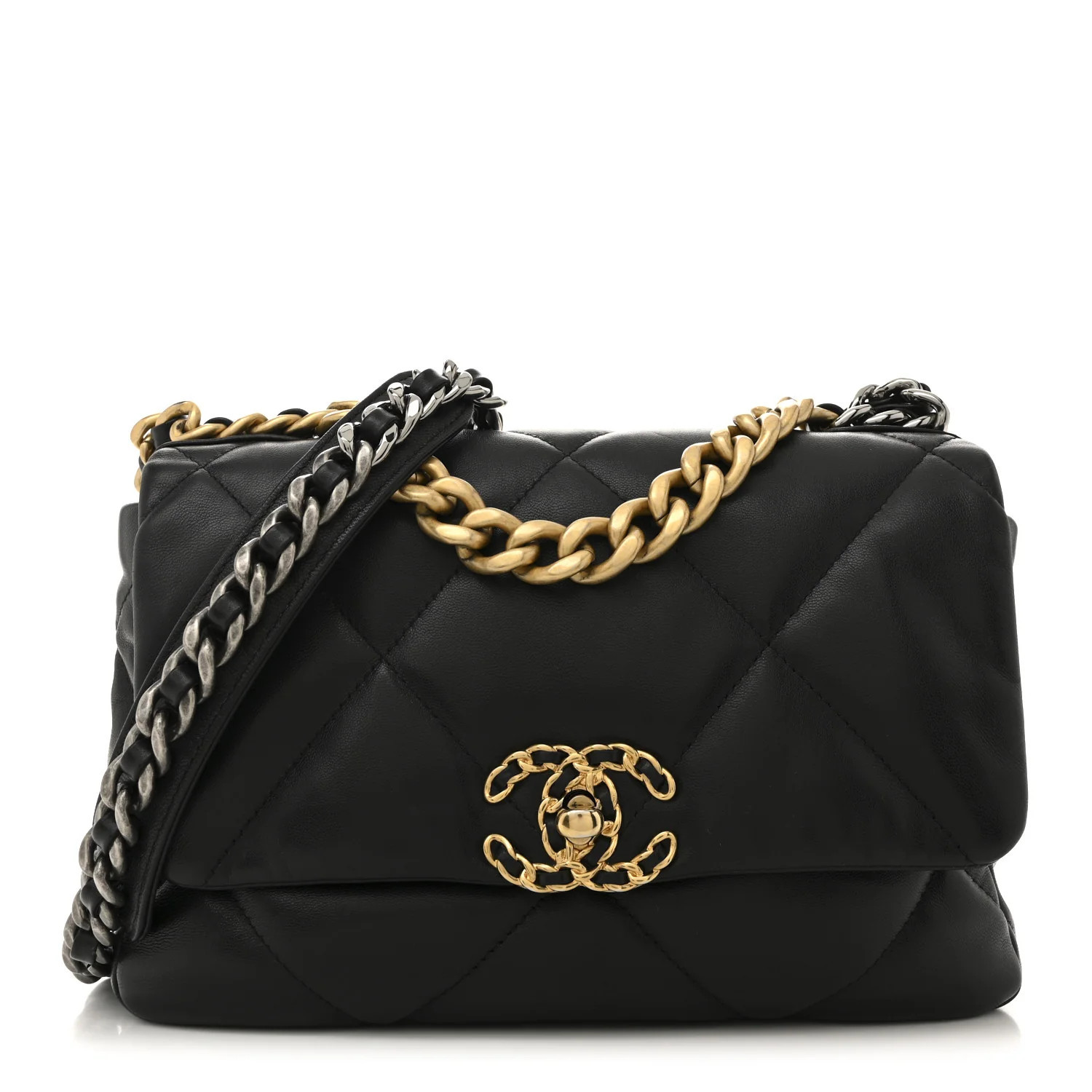 Chanel Lambskin Quilted Medium Chanel 19 Flap Black | FASHIONPHILE (US)