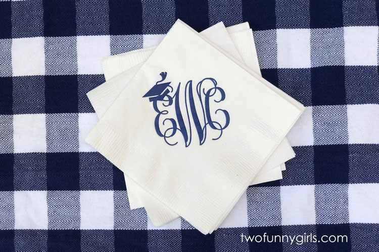 Personalized 3-Ply Paper Napkin for Graduation Party {All Colors} | Two Funny Girls