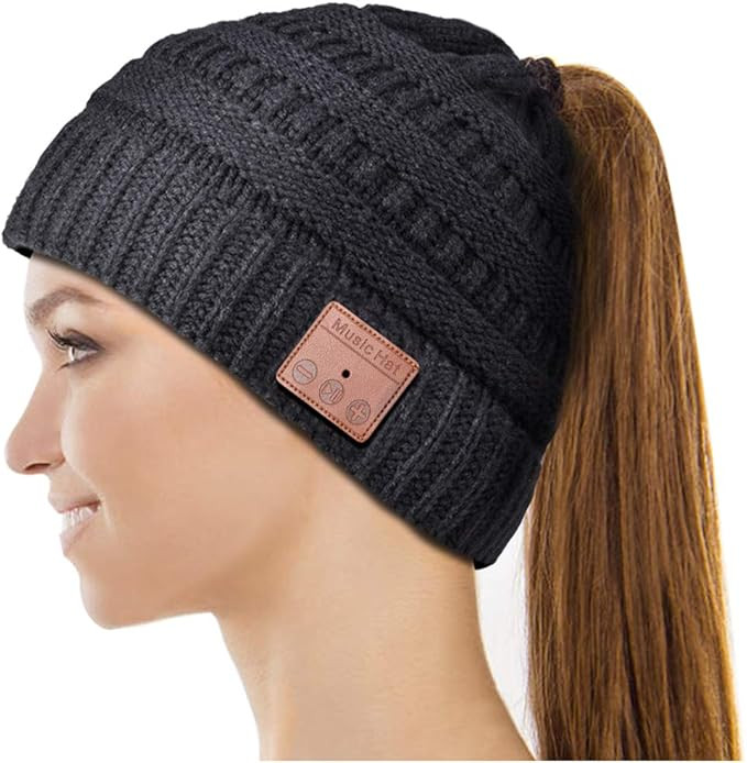Womens Gifts for Christmas Stocking Stuffer Bluetooth Beanie Women: Ponytail Beanie Bluetooth Hat... | Amazon (US)