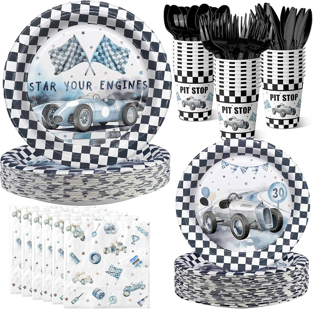 Race Car Birthday Party Decorations, Watercolor Race Car Birthday Party Favors, Racing Party Supp... | Amazon (US)