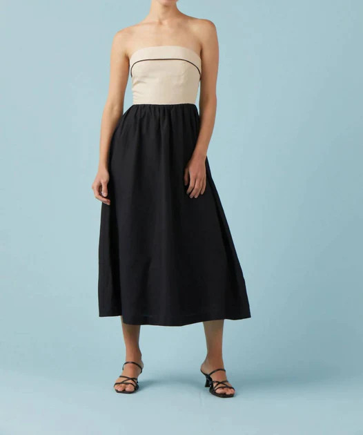 Color Block Gracie Dress In Tan/black | Shop Simon