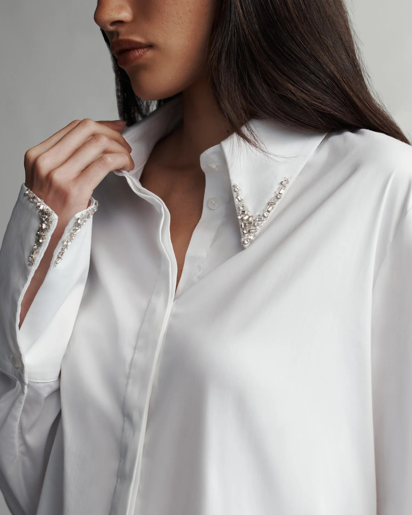 Object Of Affection Top With Crystal Collar And Cuff in Stretch Satin | TWP