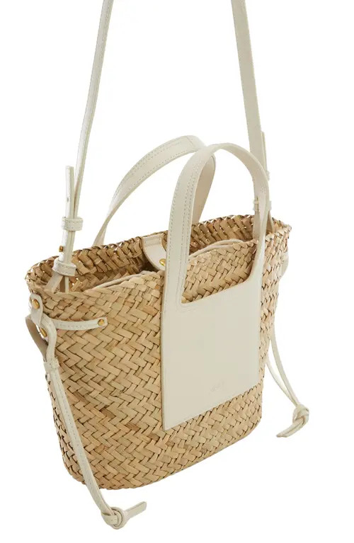 MANGO Taormina Straw Convertible Tote in Light Ivory at Nordstrom | Nordstrom
