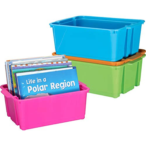 Really Good Stuff Stackable Plastic Book and Organizer Bins for Classroom or Home Use – Sturdy ... | Walmart (US)