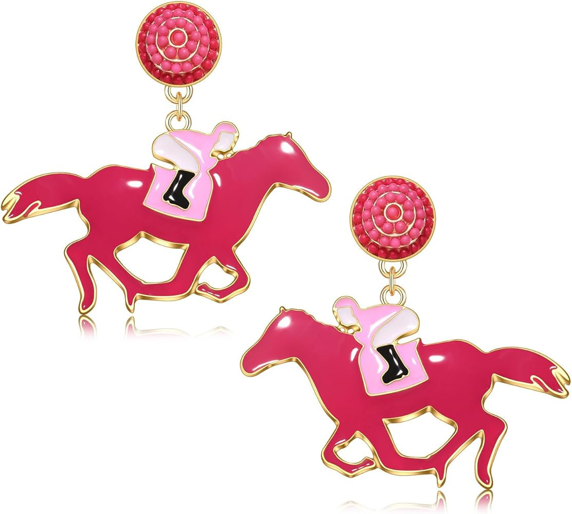 Kentucky Derby Horse Earrings - Funny Drop Dangle Dangling Earrings for Women, Western Cute Horse... | Amazon (US)
