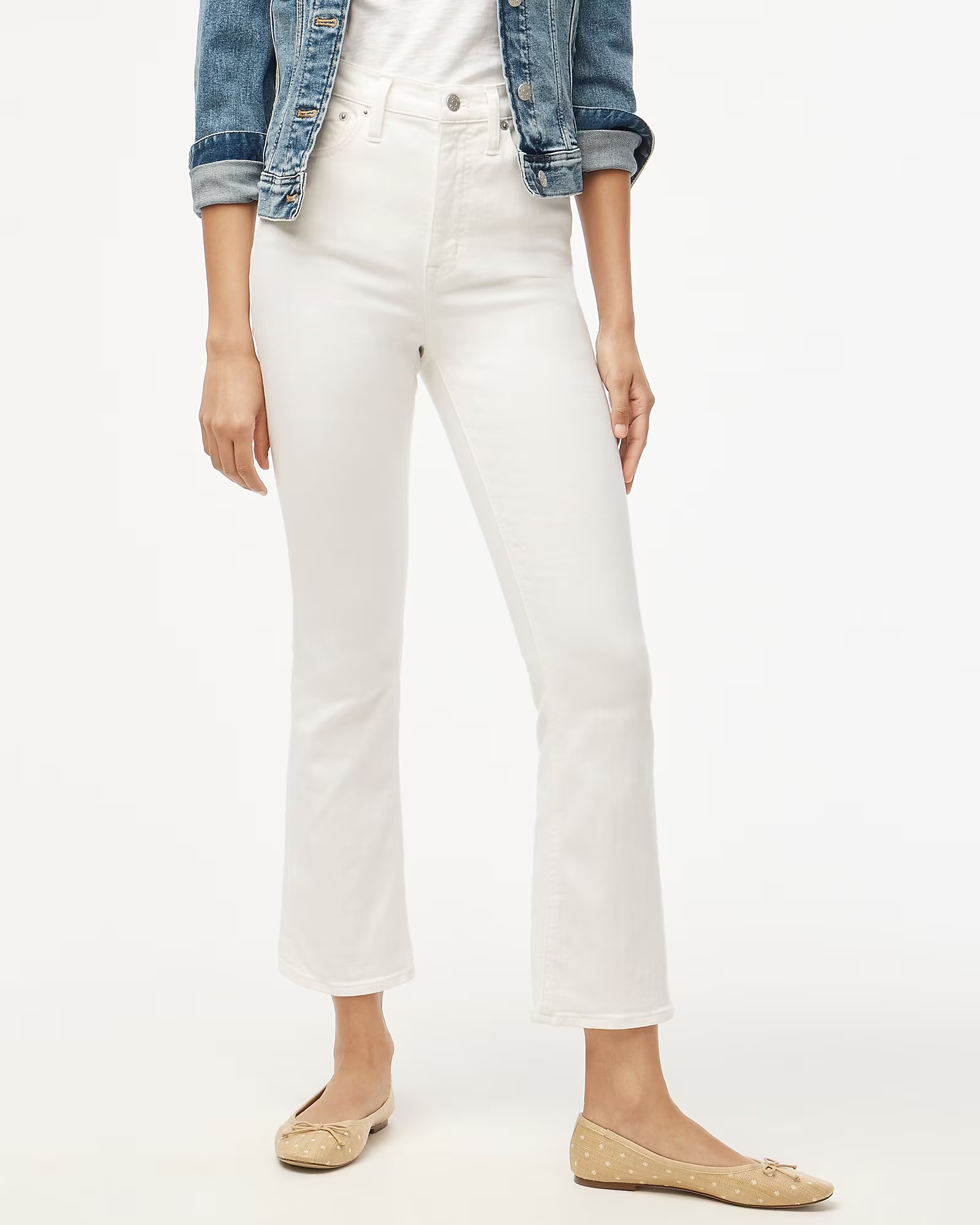 Flare crop high-rise white jean in signature stretch | J.Crew Factory