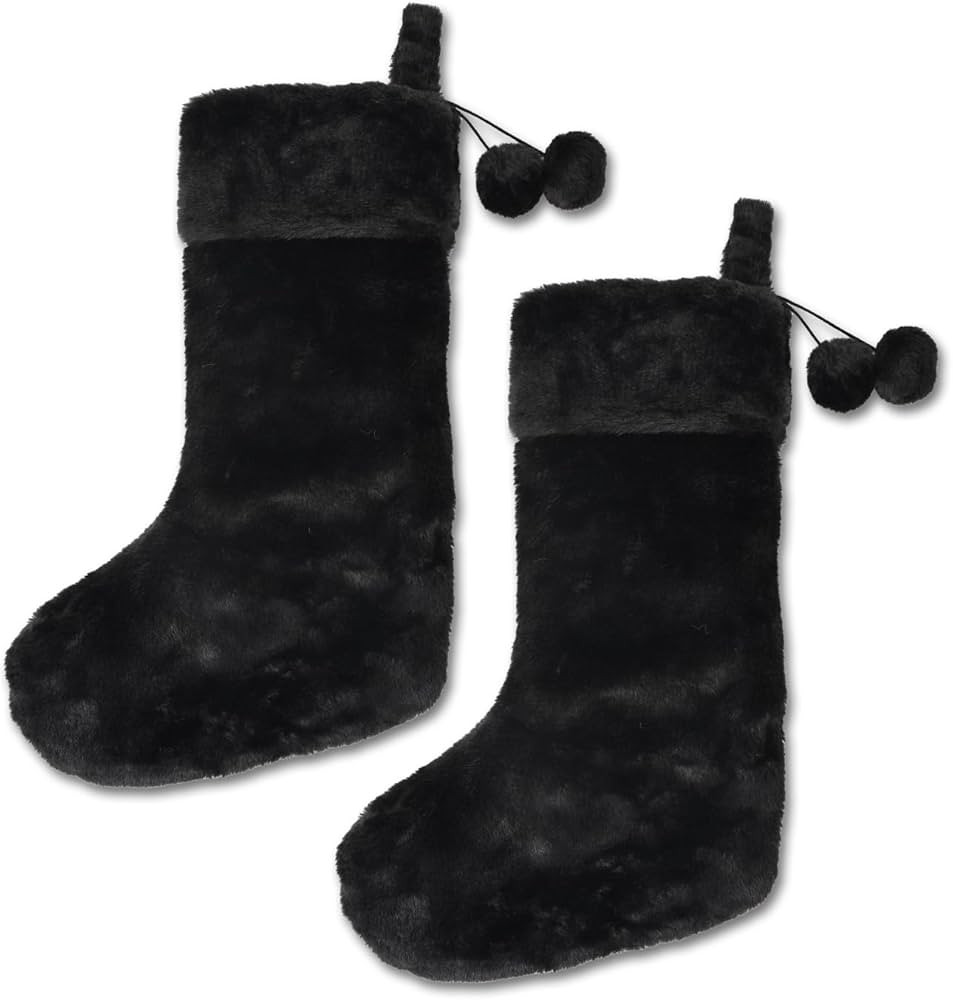 Black Christmas Stocking 2 Pack - Velvet and Faux Fur Christmas Stocking 20 inch, Black Xmas Chri... | Amazon (US)