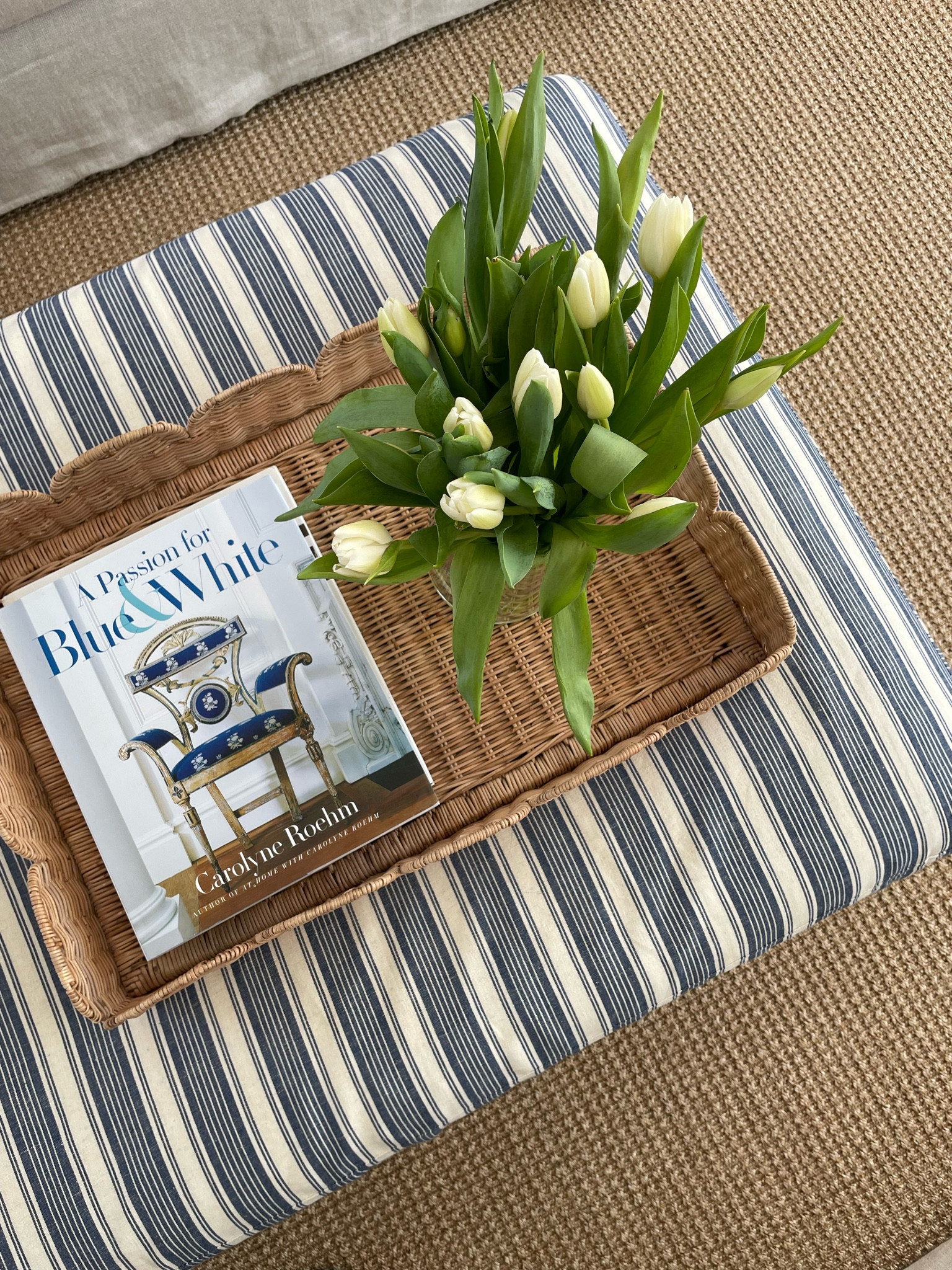 Cozy sunday at home in our new family room. This scalloped woven tray is one of my favorite decor pieces. 

#LTKhome #LTKfamily