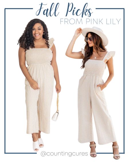 Pink Lily got some Fall Picks for you! This Gingham jumpsuit is a great transition to fall outfit. By adding accesories and a cardigan then you got a fall season OOTD.

Pink Lily finds, Pink Lily fashion, fall fashion, fall outfit, fall must haves, fall favorites, women fall top, transition to fall looks, transition to fall outfit ideas, fall fashion inspo, gingham outfit idea

#LTKtravel #LTKSeasonal #LTKstyletip