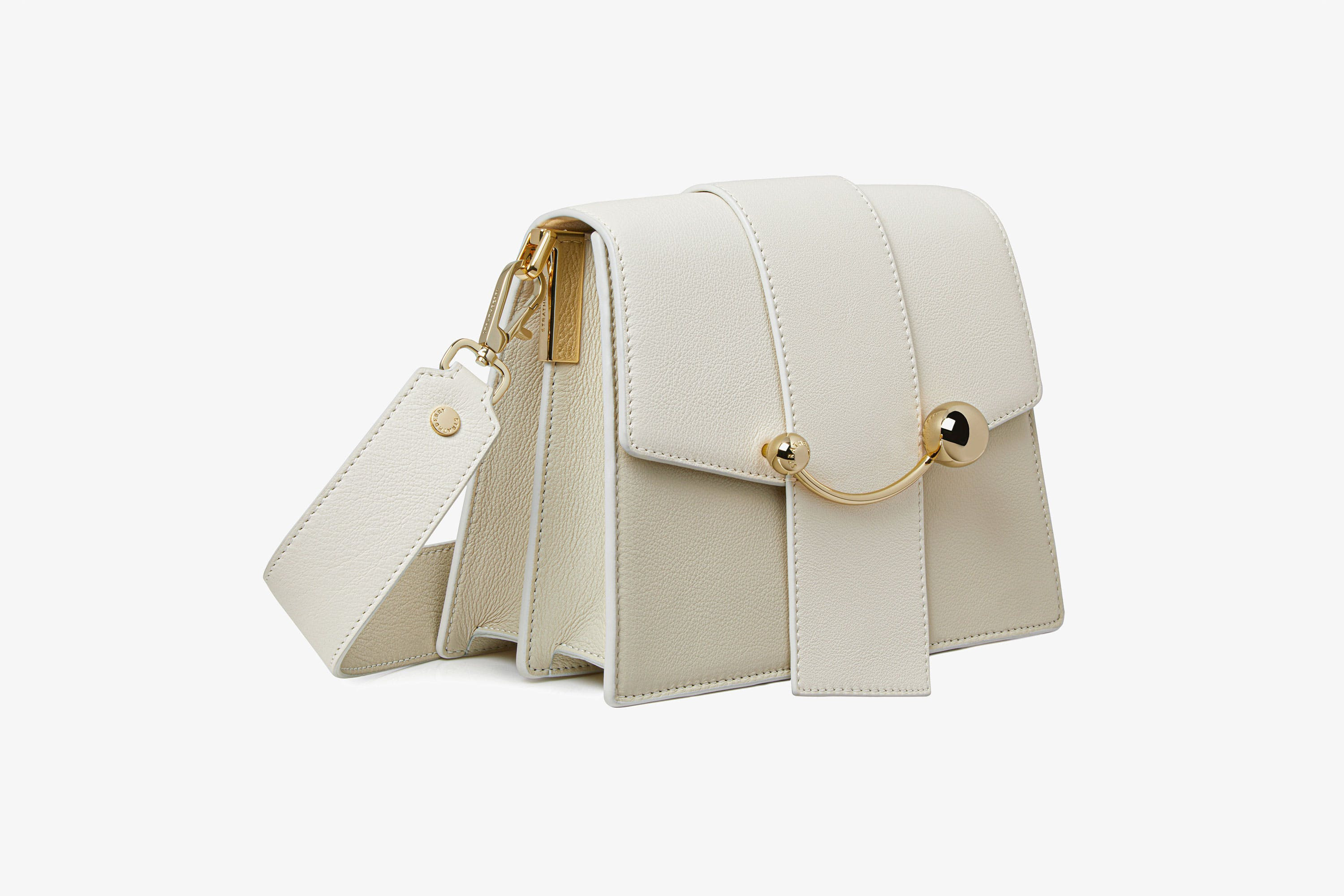 Strathberry - Box Crescent - Leather Shoulder Bag - Cream | Strathberry | Strathberry