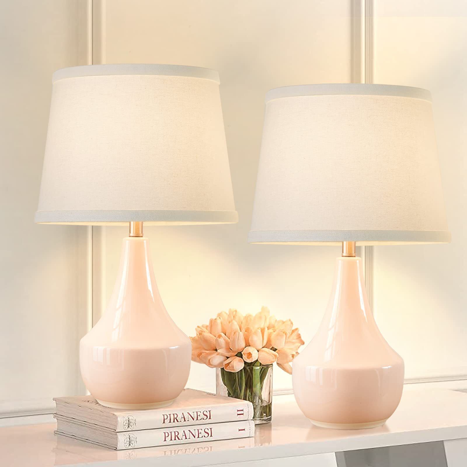NATYSWAN Table Lamp Set of 2, Ceramic Table Lamp Classic Beside Lamps Nightstand Lamp Modern Tabl... | Walmart (US)