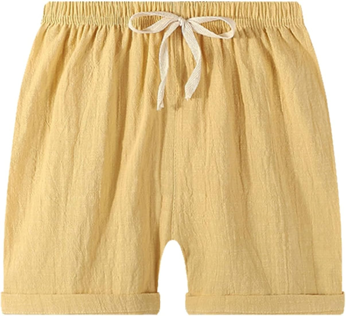 Kids Toddler Little Boy Girl Cotton Linen Summer Shorts Solid Color Casual Pants with Drawstring ... | Amazon (US)