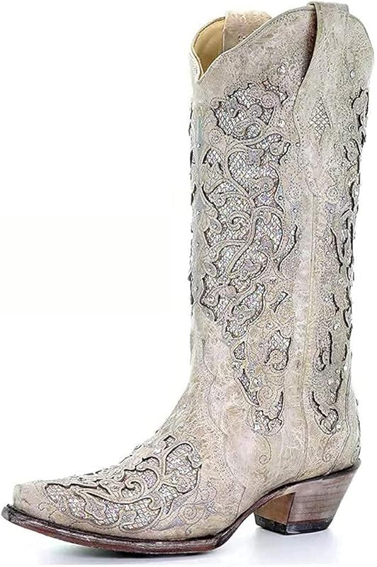 heelchic Women's Sunflower Printed Western Boots Cowgirl Round Toe Short Boots Embroidered Boots | Amazon (US)