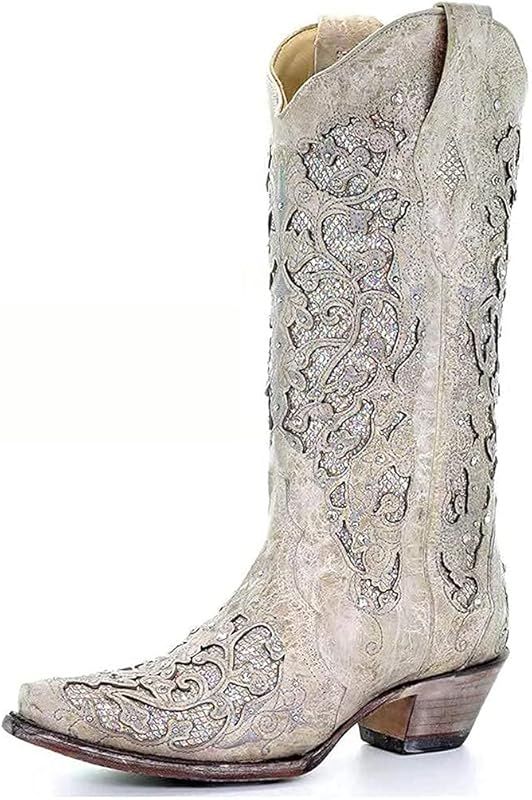 heelchic Women's Sunflower Printed Western Boots Cowgirl Round Toe Short Boots Embroidered Boots | Amazon (US)