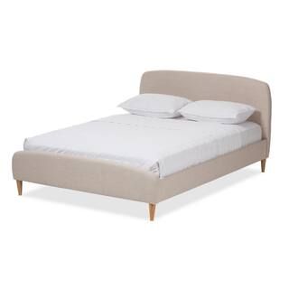 Baxton Studio Mia Mid-Century Beige Fabric Upholstered King Size Bed 28862-7411-HD - The Home Dep... | The Home Depot