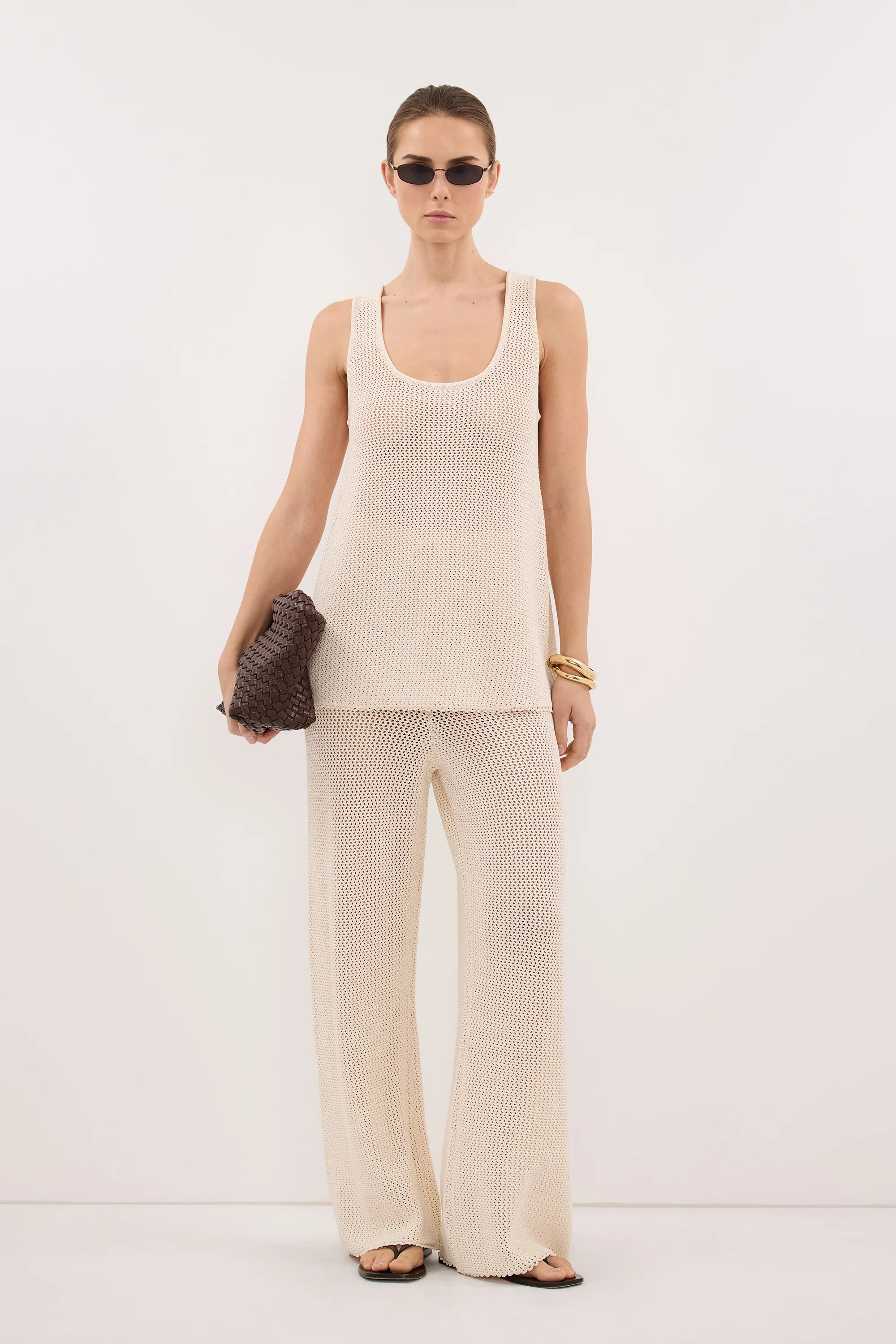 NALIA NATURAL OPEN KNIT SCOOP TANK | DISSH
