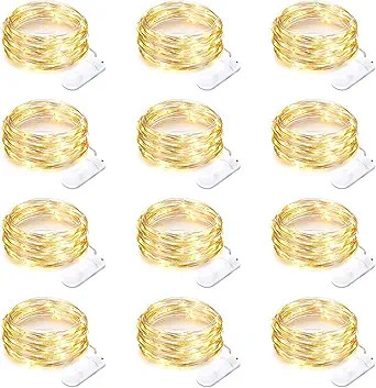 12 Pack Fairy Lights Battery Operated String Lights 7 Feet 20 Led Waterproof Christmas Lights Sil... | Amazon (US)