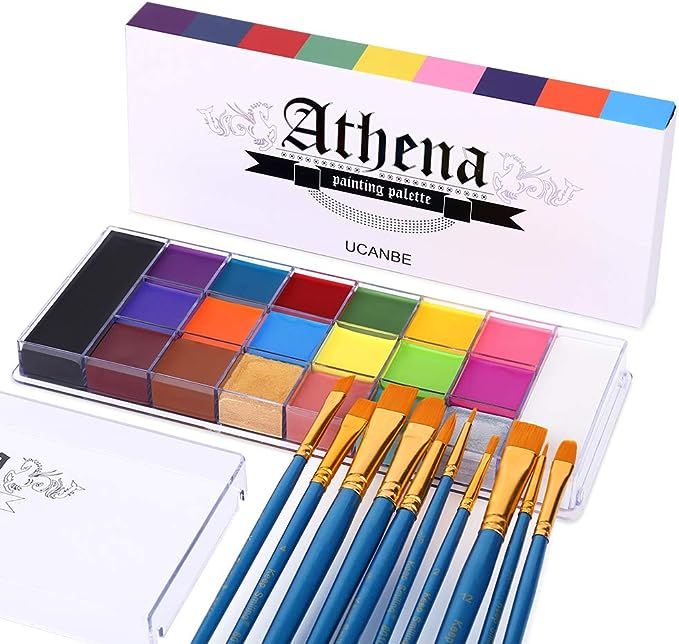 UCANBE Face Body Paint Set - Athena Painting Palette, 10 Professional Artist Brushes - Large Deep... | Amazon (US)