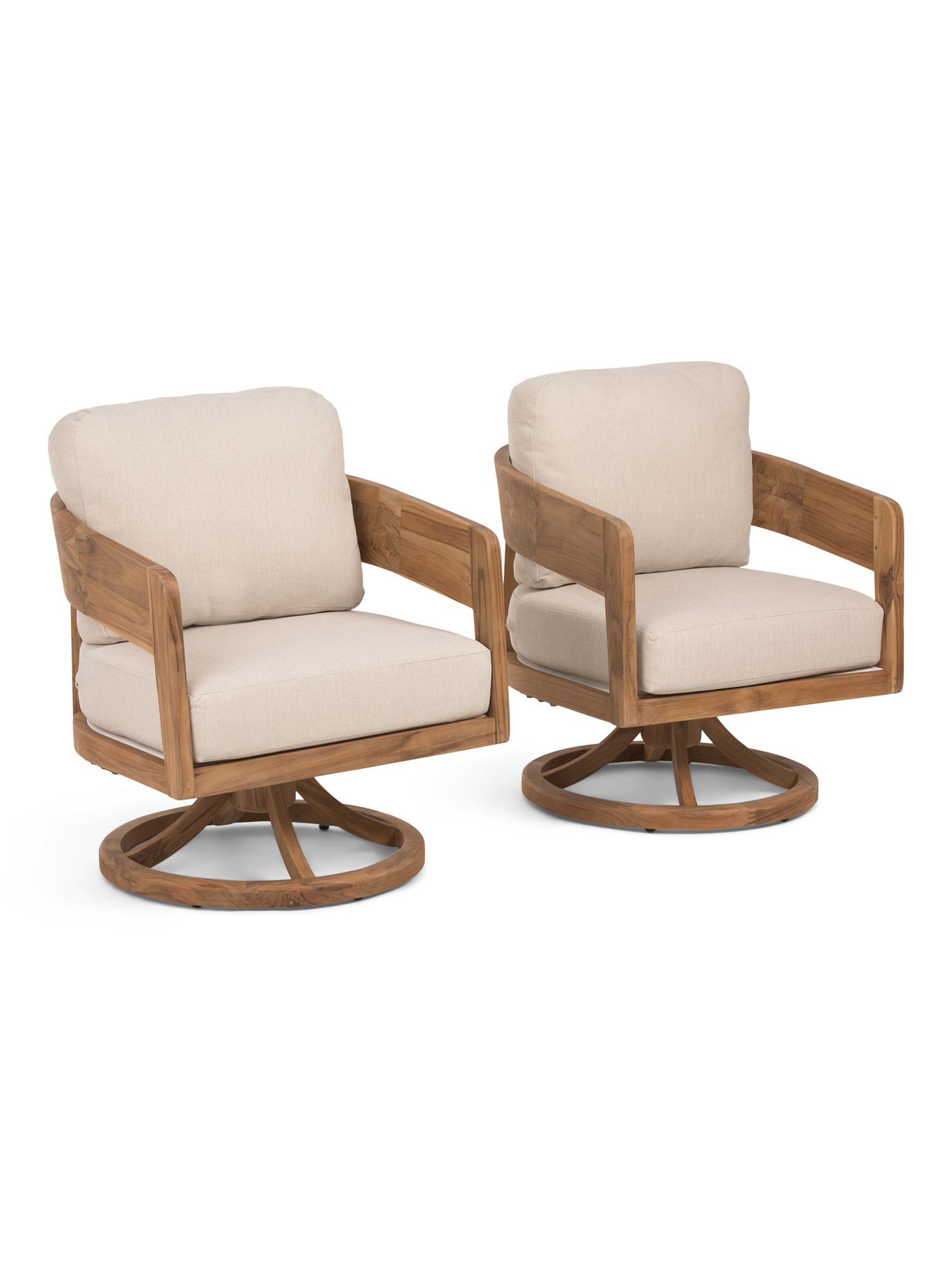 Set Of 2 26x27 Outdoor Teak Swivel Accent Chairs | TJ Maxx