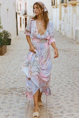SPELL & THE GYPSY Cha Cha Jacaranda Pastel Floral Maxi Dress Size L  AU 12 US 8 | eBay US
