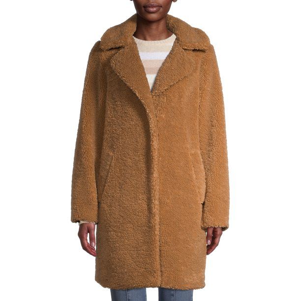 Time and Tru - Time and Tru Women's Long Teddy Bear Faux Sherpa Coat - Walmart.com | Walmart (US)