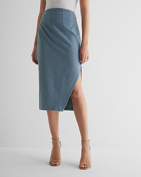 Stylist Super High Waisted Side Slit Midi Pencil Skirt | Express