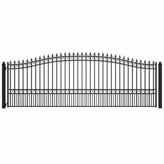 London Style 18 ft. x 6 ft. Black Steel Single Swing Driveway Fence Gate | The Home Depot