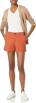 Amazon Essentials Women's Mid-Rise Slim-Fit 3.5 Inch Inseam Khaki Short | Amazon (US)