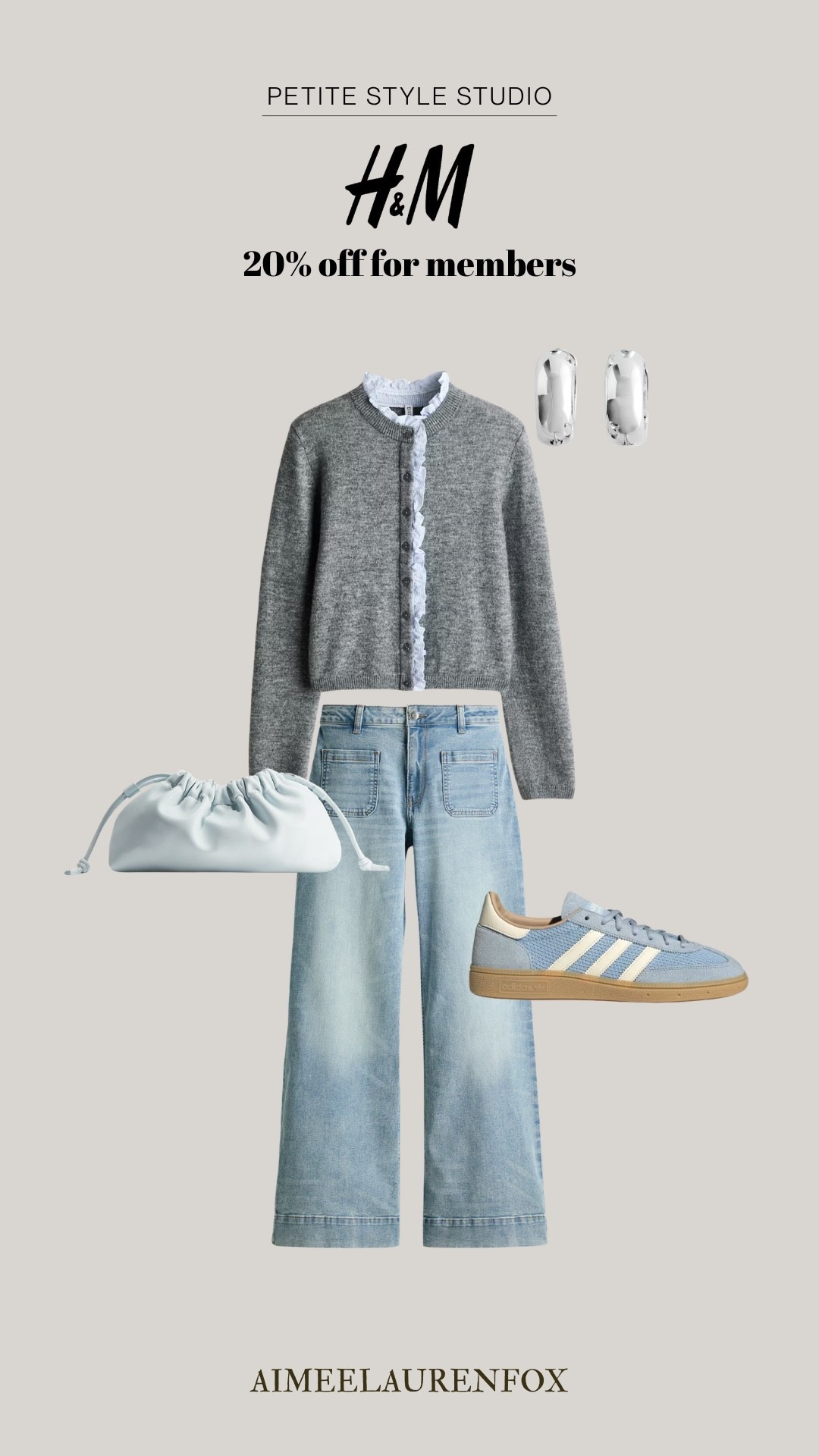 H&M new in spring summer 2026, 20% off for members, cardigan outfit, grey and blue outfit inspiration

#LTKPetite #LTKSpringSale #LTKootd