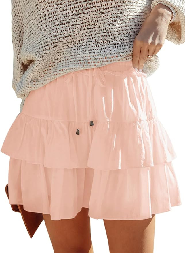 Flowy Shorts for Women Boho Ruffled Tiered Skorts Casual High Waist Mini Skirts Tennis Golf Comfy... | Amazon (US)