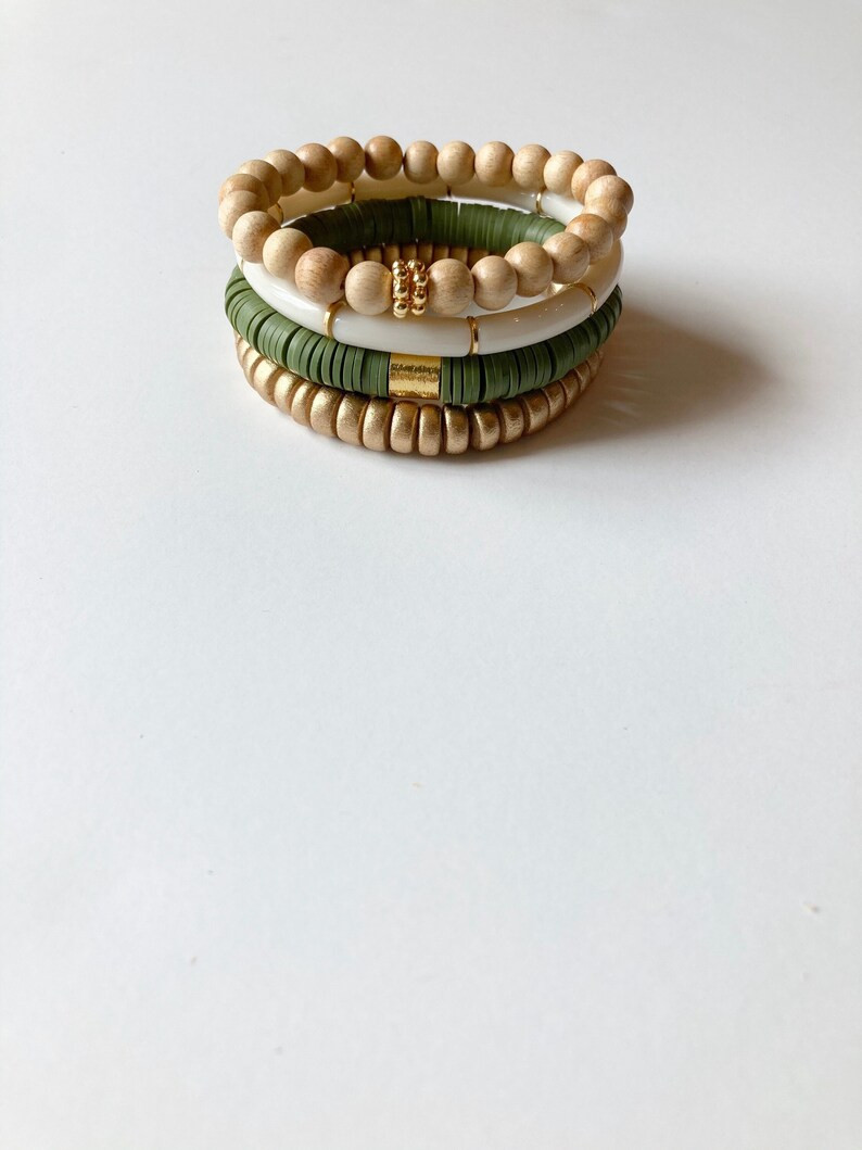 Read the full title
    Olive green+wood stack-fall stack | Etsy (US)