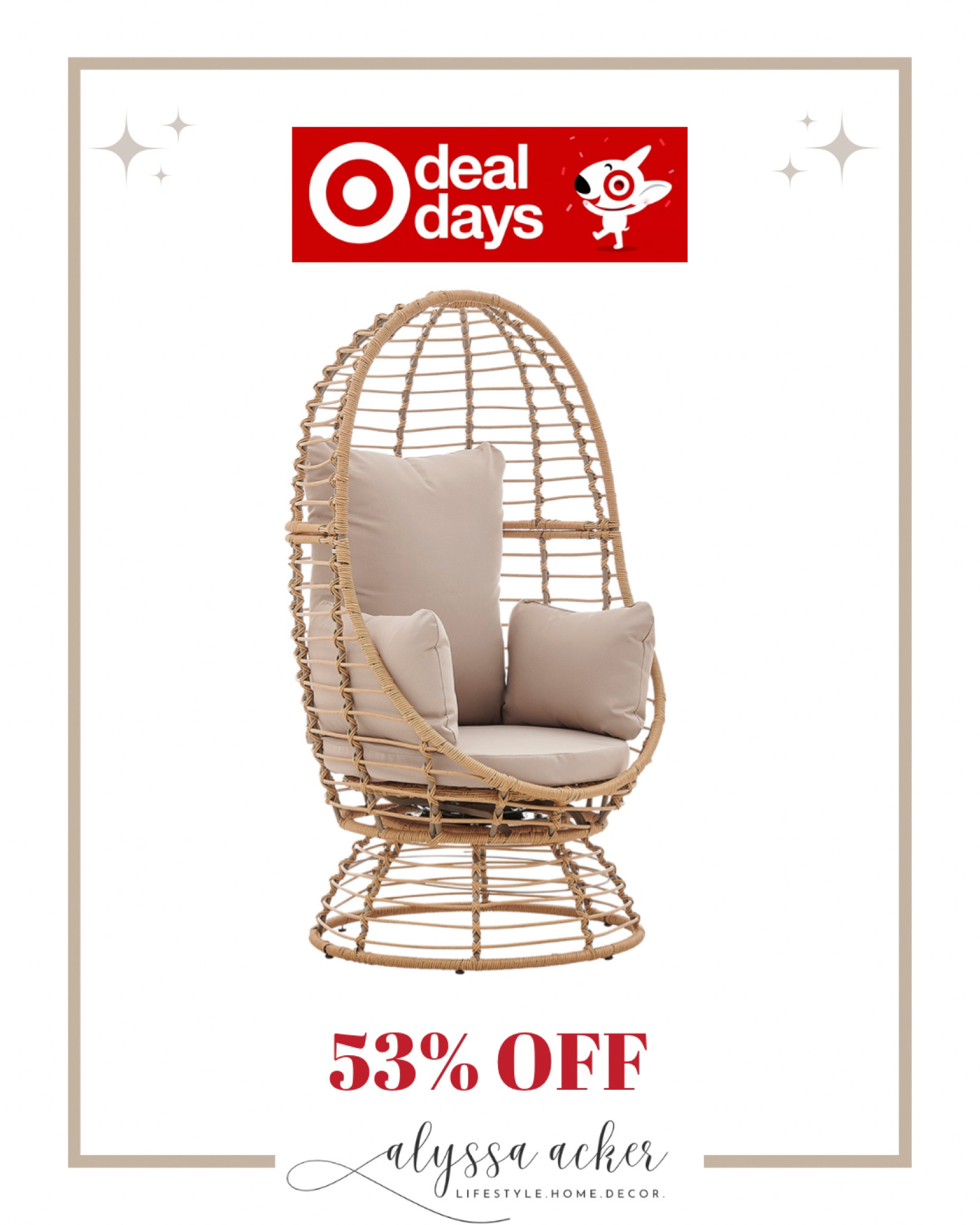 Swivel Egg Chair on sale! Save 53%.!!! 

#outdoor #eggchair #target #targetdeals

#LTKsalealert #LTKhome #LTKstyletip