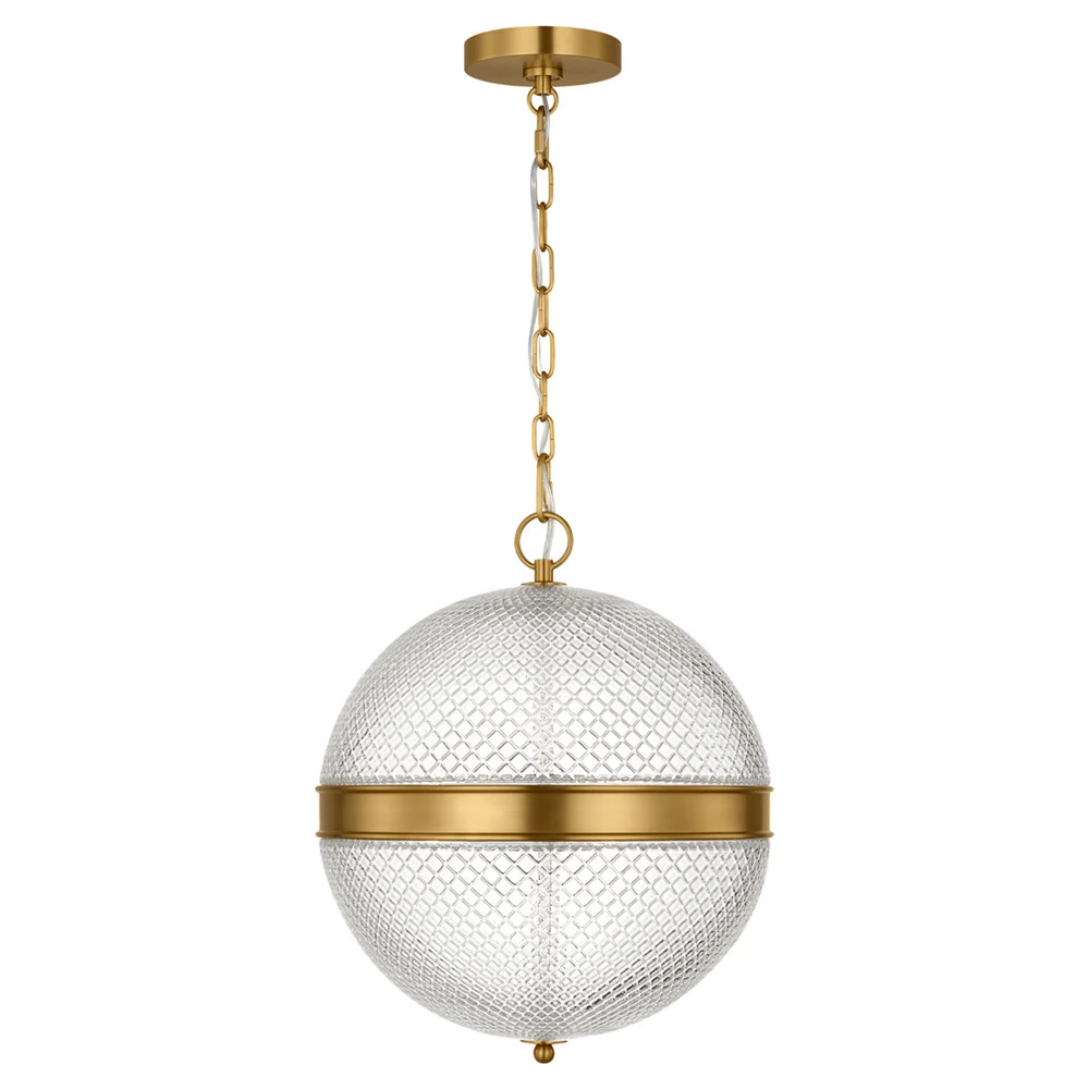 Lucinda Updated Traditional Glass Globe Burnished Brass Single Pendant | Kathy Kuo Home