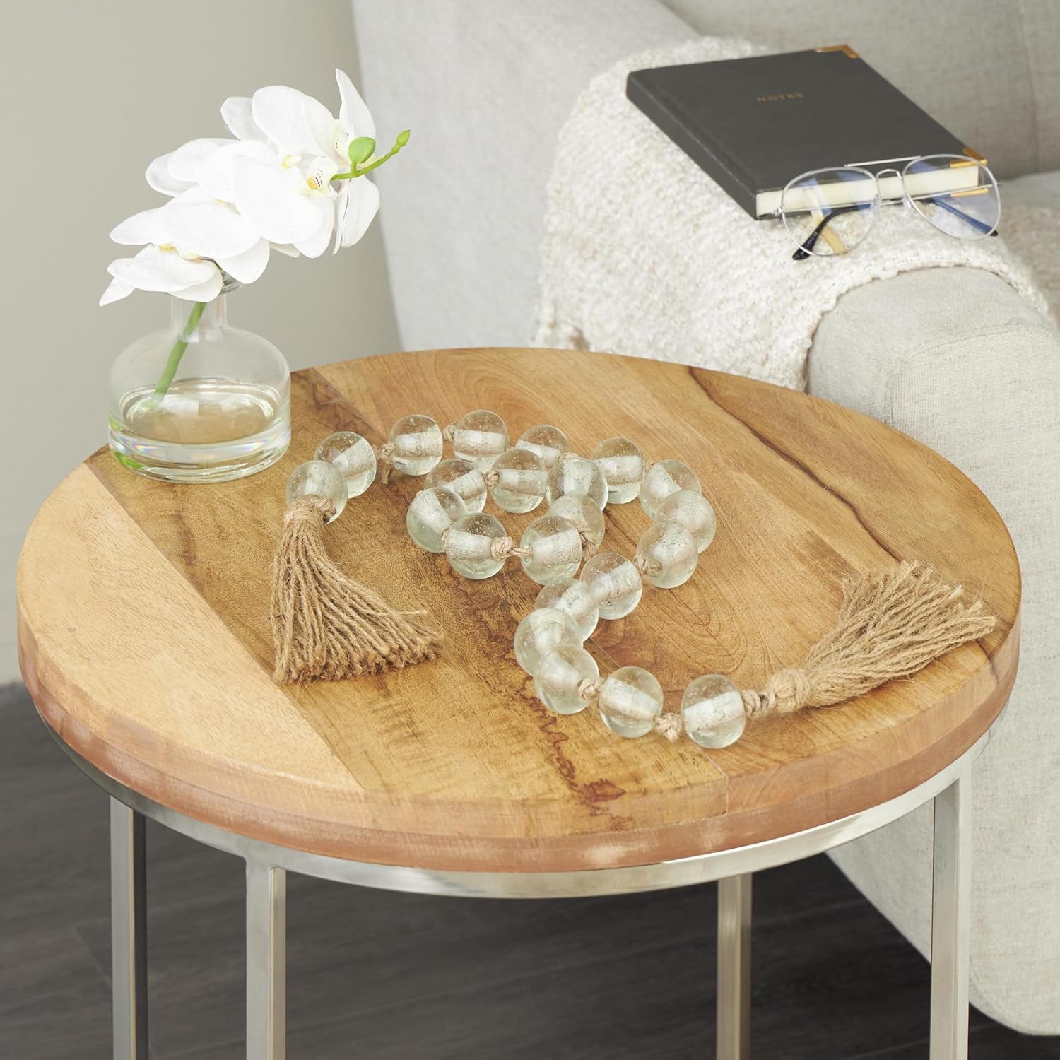 Deco 79 Glass Handmade Round Beaded Garland with Tassel with Knotted Brown Jute, 45" x 1" x 1", C... | Amazon (US)