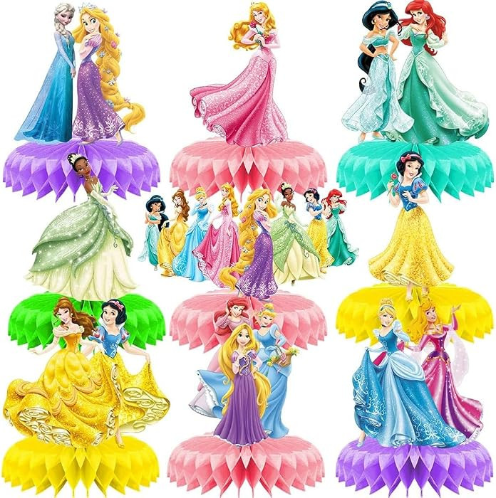 For Disne Princess Birthday Party Supplies, 9Pcs Honeycomb Centerpieces for Princess Party Decora... | Amazon (US)
