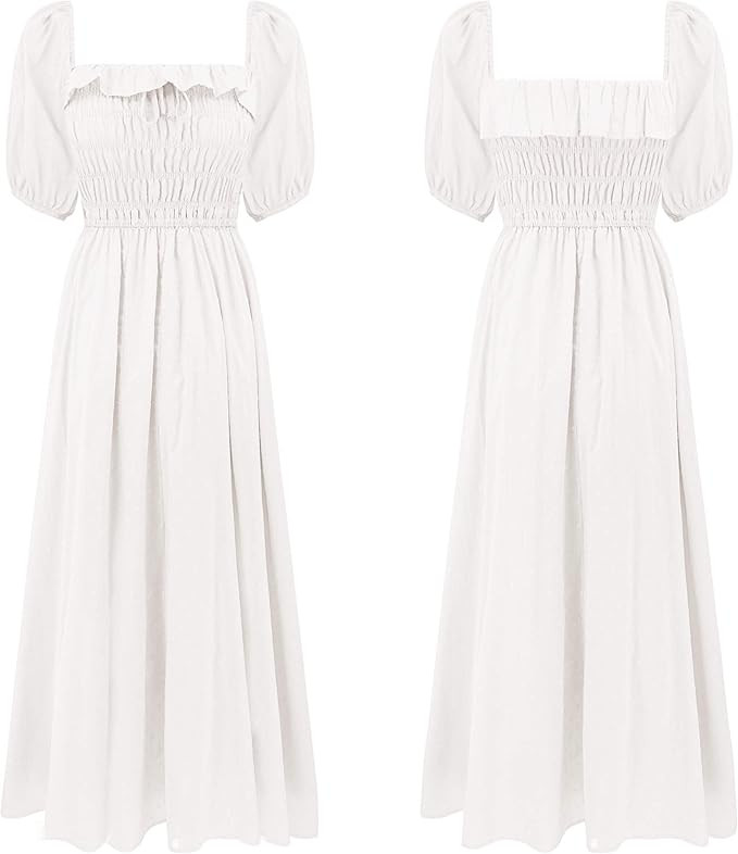 R.Vivimos Women Summer Half Sleeve Cotton Ruffled Vintage Elegant Backless A Line Flowy Long Dres... | Amazon (US)