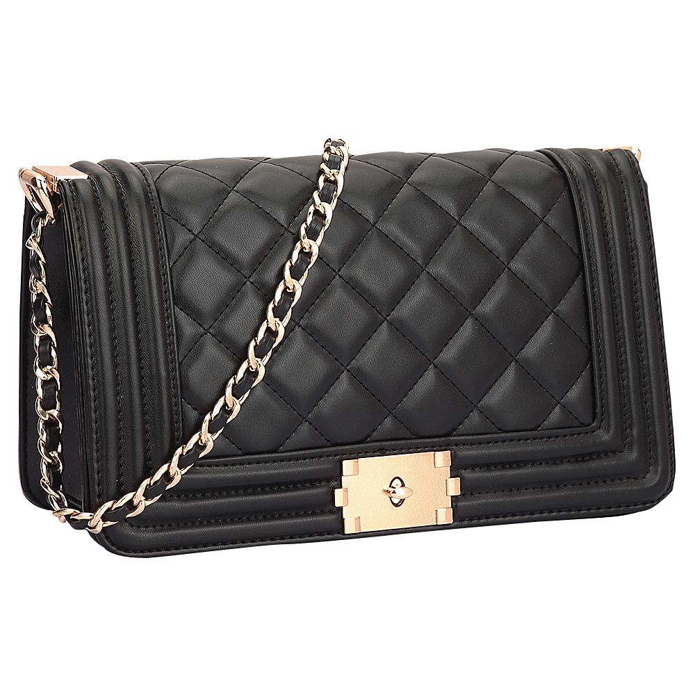 Dasein Quilted Crossbody Bag with Intertwined Leather Gold-Tone Chain Straps Black - Dasein Manmade Handbags | eBags