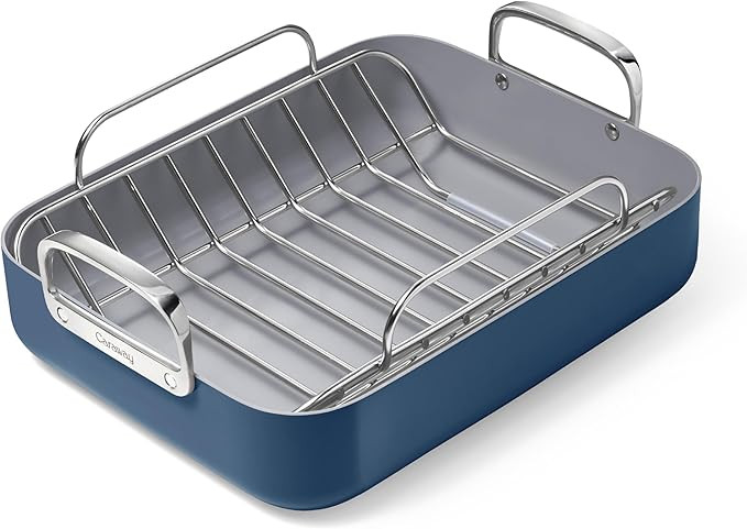 Caraway Roasting Pan - 16x13” Roasting Pan with Rack - Non-Stick Ceramic Coated - Non Toxic, PT... | Amazon (US)