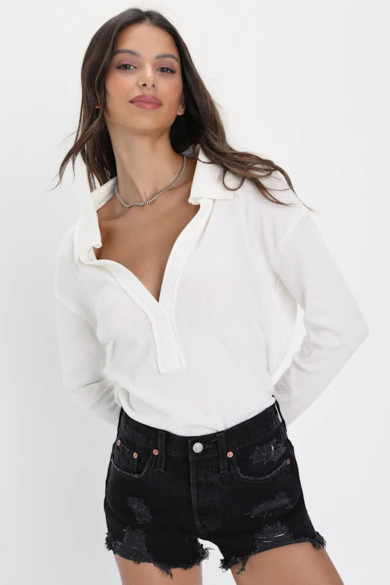 501 Original High Rise Black Distressed Denim Shorts | Lulus (US)