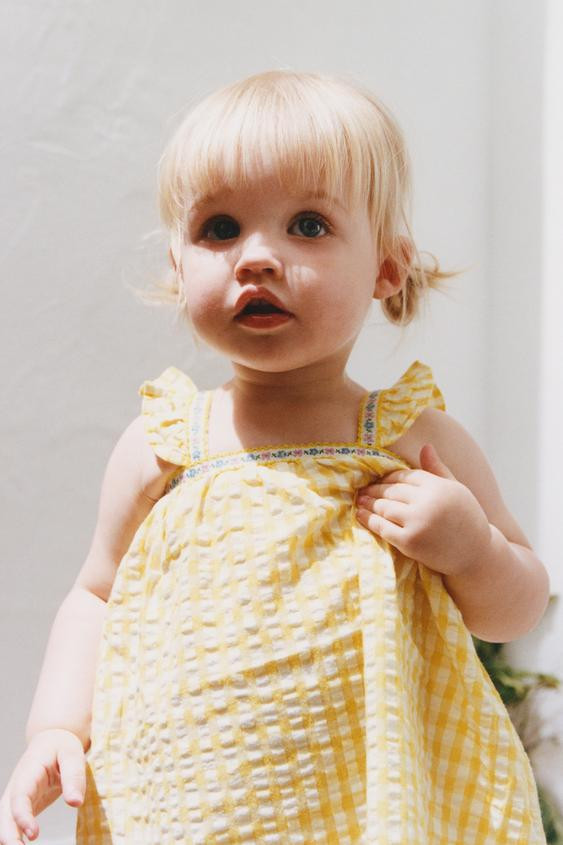 GINGHAM FLORAL DRESS AND PANTIES | Zara US