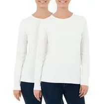 Women's Long Sleeve Crewneck T-Shirt, 2 Pack Bundle | Walmart (US)