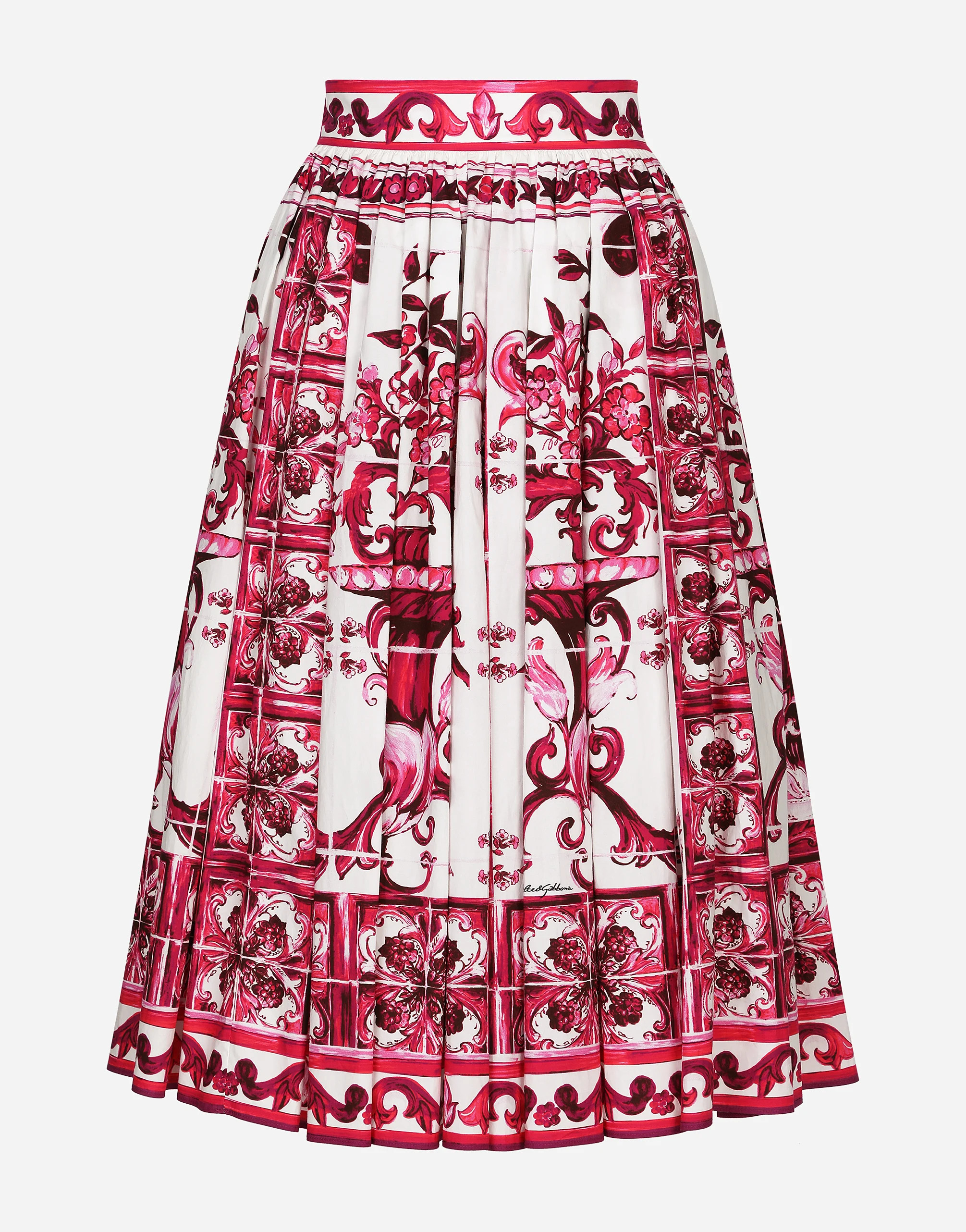 Poplin midi skirt with majolica print | Dolce & Gabbana