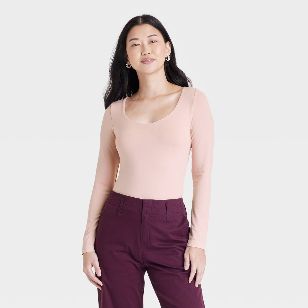 Women's Slim Fit Long Sleeve Scoop Neck Seamless T-Shirt - A New Day™ | Target