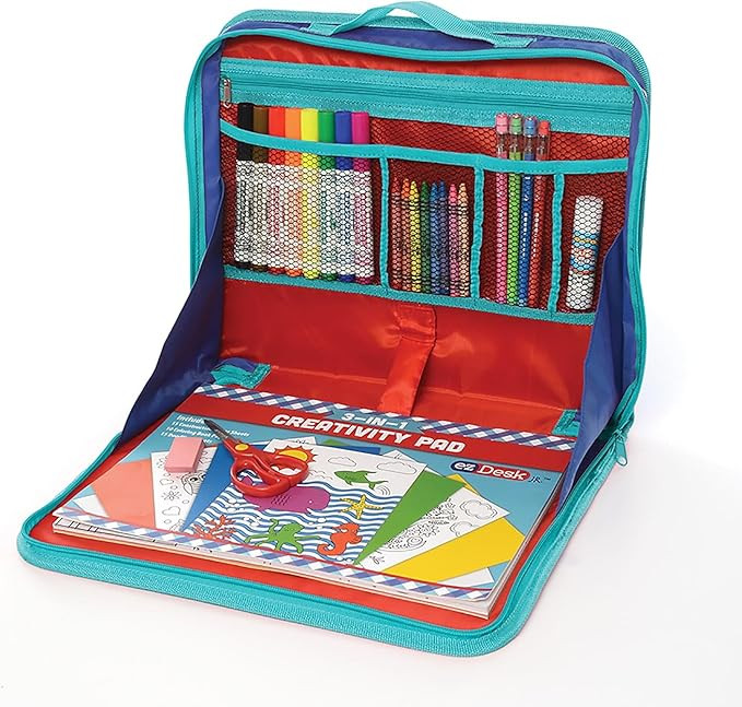 Kittrich Corporation EZDesk Travel Activity Kit, Laptop Style Desk with Writing and Kids Art Supp... | Amazon (US)