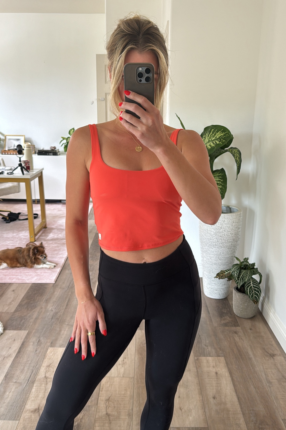 Slowly adding more color to my wardrobe. 🍊🧡🍑

The softest top with built in bra- wearing a small. 

#LTKfindsunder50 #LTKfitness