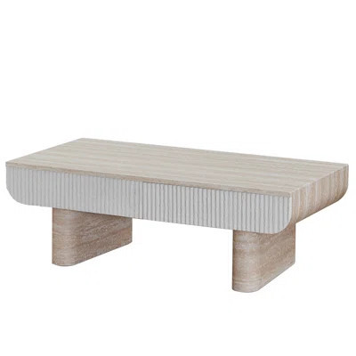 Coffee Table with Tabletop, Mid Century Modern Coffee Table with Fluted Drawer, Coffee Table | Wayfair North America
