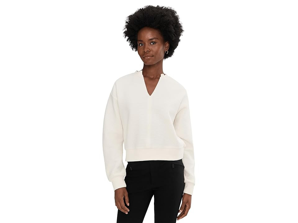 Sanctuary Split Neck Ribbed Top Women's Clothing Chalk : XS (US 2), Nylon/Spandex | Zappos